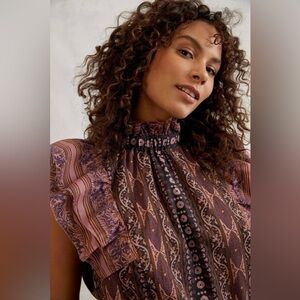 Anthropologie Othilia Caricia Ruffled Blouse Plus size 1X boho